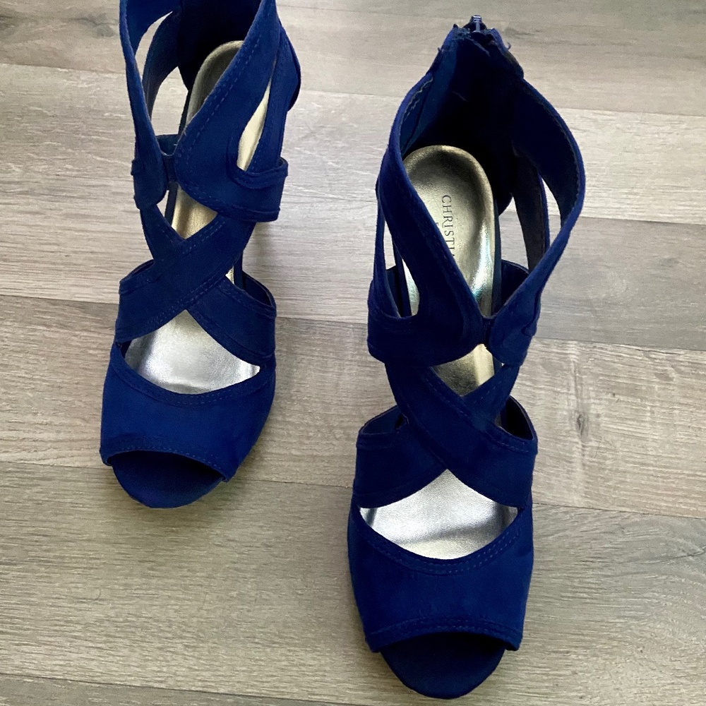 Christian Siriano blue heeled sandals